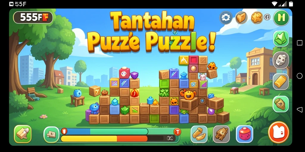 Tampilan gameplay Puzzle yang menantang dan menarik di 555F.