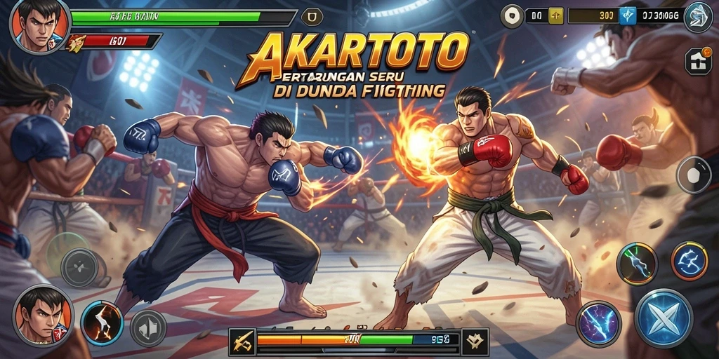 Tampilan gameplay seru dan aksi pertarungan di AKARTOTO.