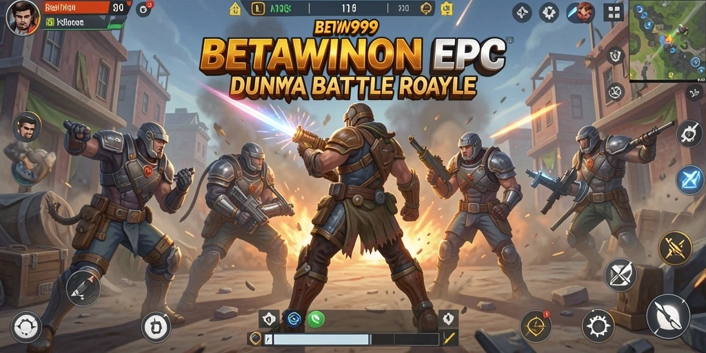 Tangkapan layar gameplay BETWIN999 menampilkan aksi Battle Royale yang mendebarkan.