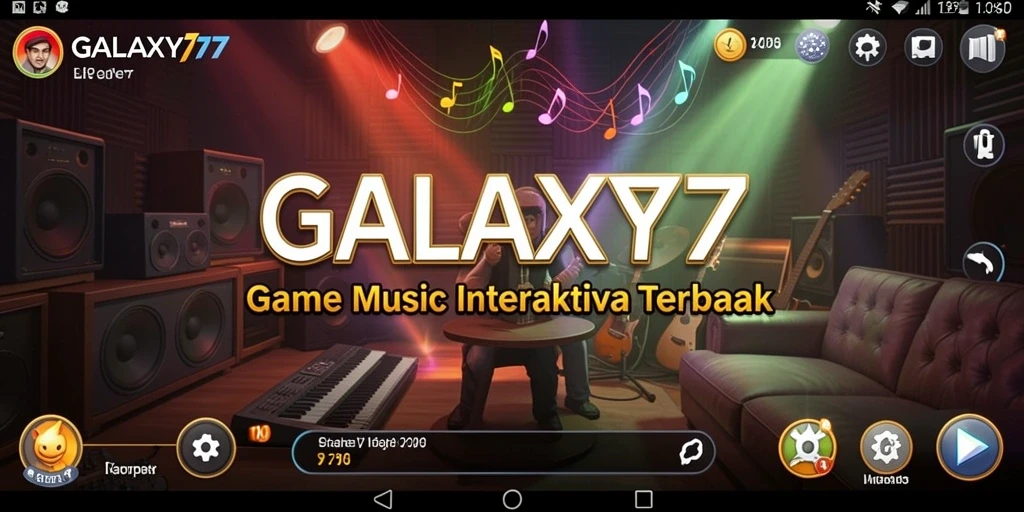 Tangkapan layar gameplay GALAXY77 yang menampilkan aksi musik yang menarik.