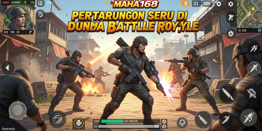 Gameplay seru MAHA168 dalam aksi battle royale.