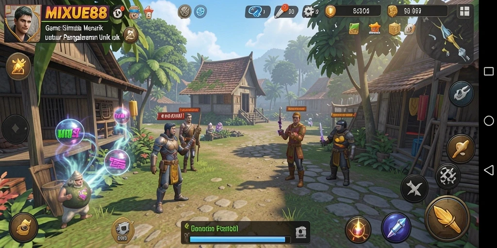 Screenshot utama MIXUE88 menampilkan gameplay simulasi yang menarik