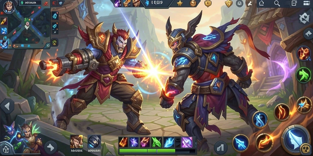 Screenshot gameplay MPONUSA menampilkan pertarungan tim yang intens.
