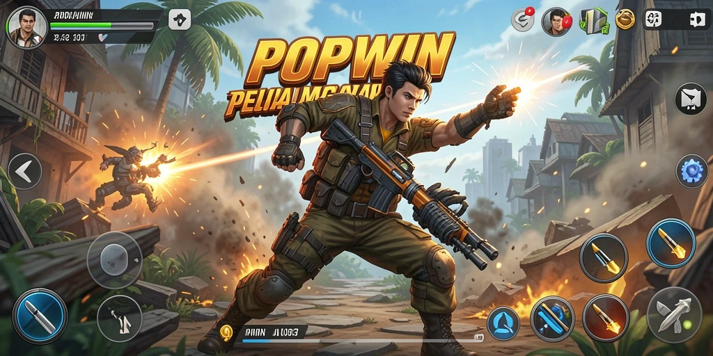 Tampilan gameplay POPWIN yang penuh aksi dan keseruan.