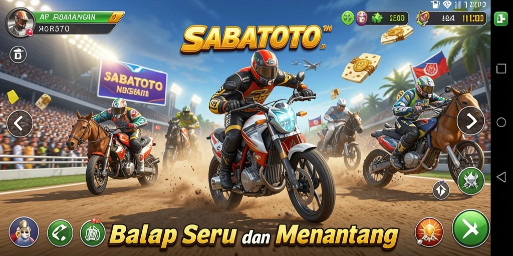 Screenshot SERU dari gameplay balapan di SABATOTO.