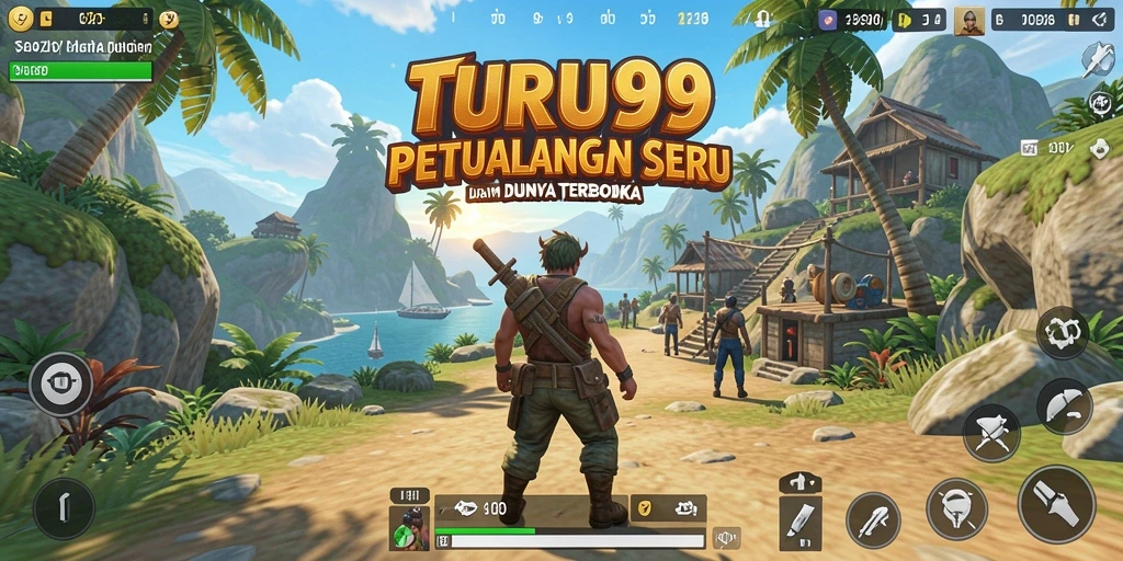 Tampilan gameplay TURU99 yang menampilkan kebebasan eksplorasi di dunia yang luas.