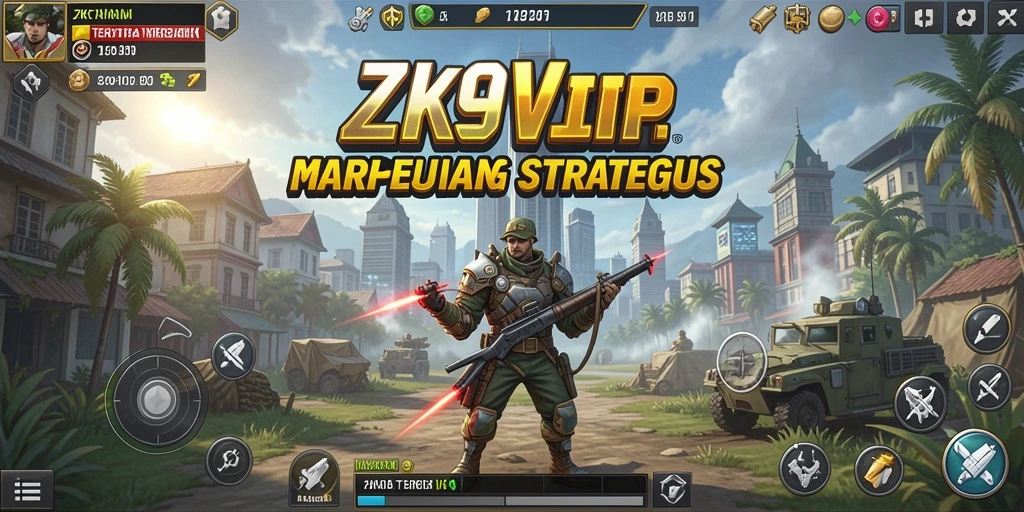 Tampilan gameplay ZK9VIP dengan menara yang menghalau gelombang musuh.